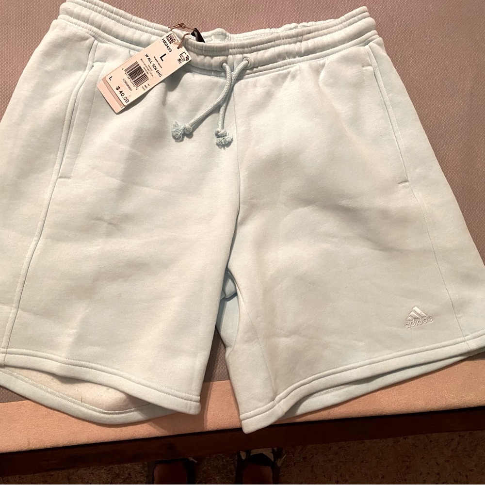Adidas athletic shorts, light blue, size medium